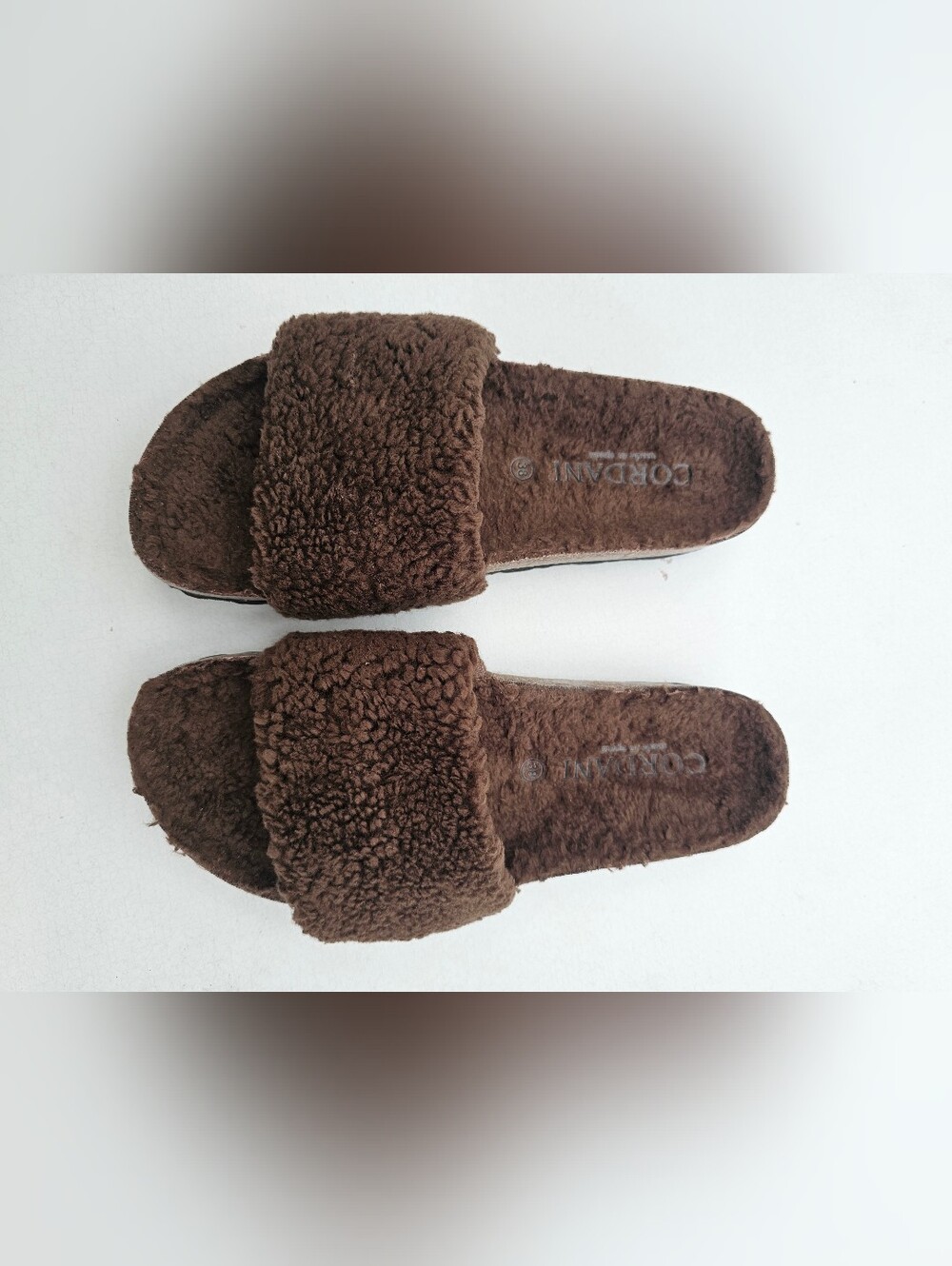 Cordani Mylie Dark Brown Fuzzy Slide Slippers for Women